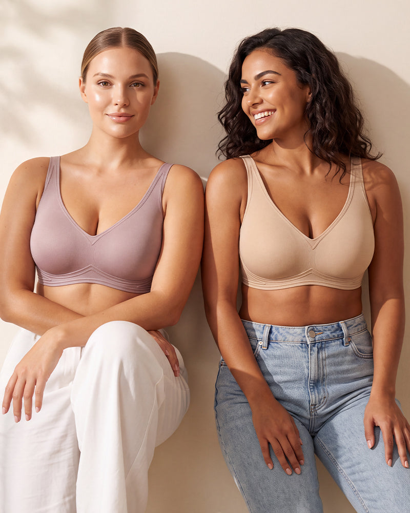 Full-Coverage Wireless V-Neck Support Bra