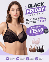 Full Coverage Lace Minimizer Bra - Petal
