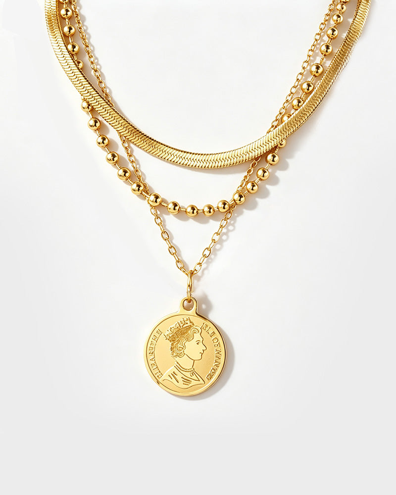 Gold-Plated Layered Pendant Necklace