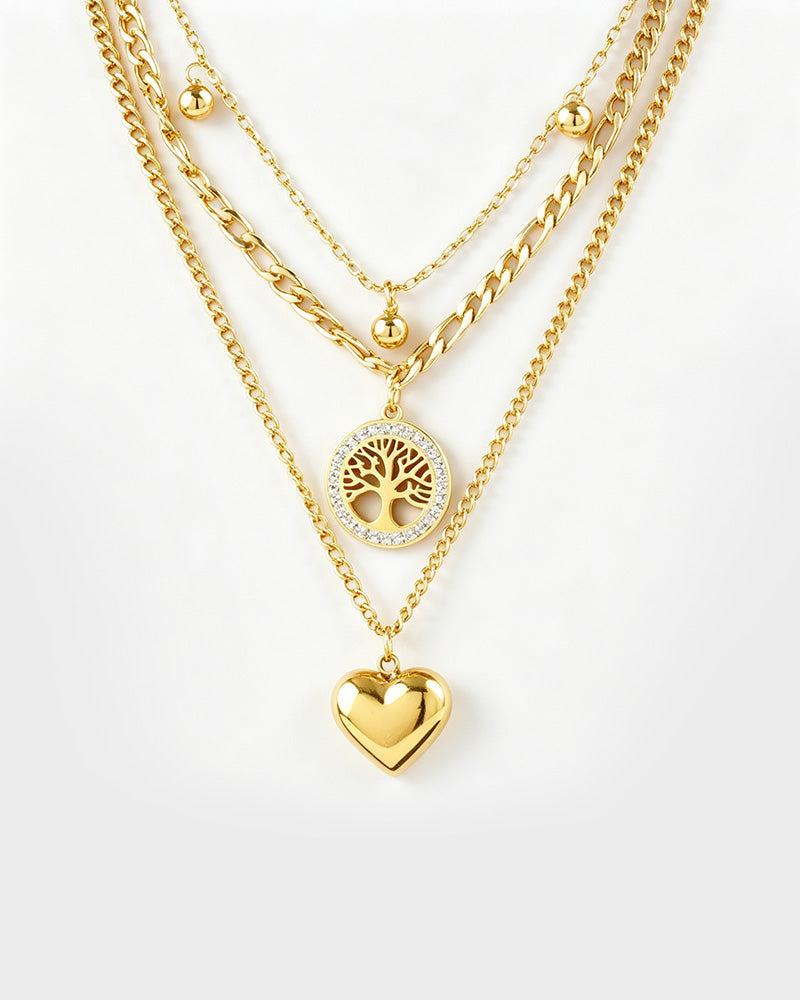 Gold-Plated Layered Pendant Necklace