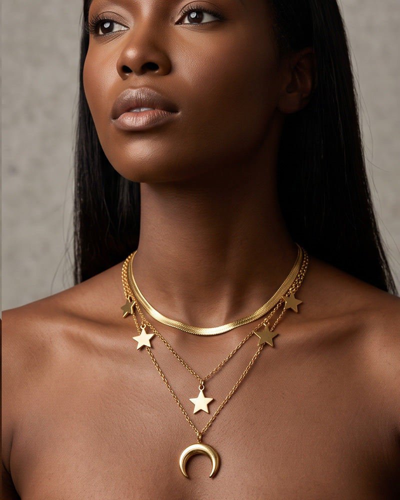 Gold-Plated Layered Pendant Necklace