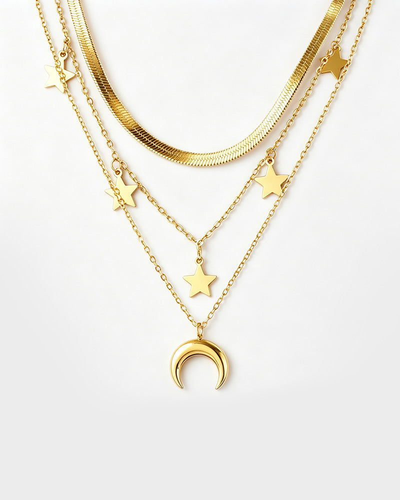 Gold-Plated Layered Pendant Necklace