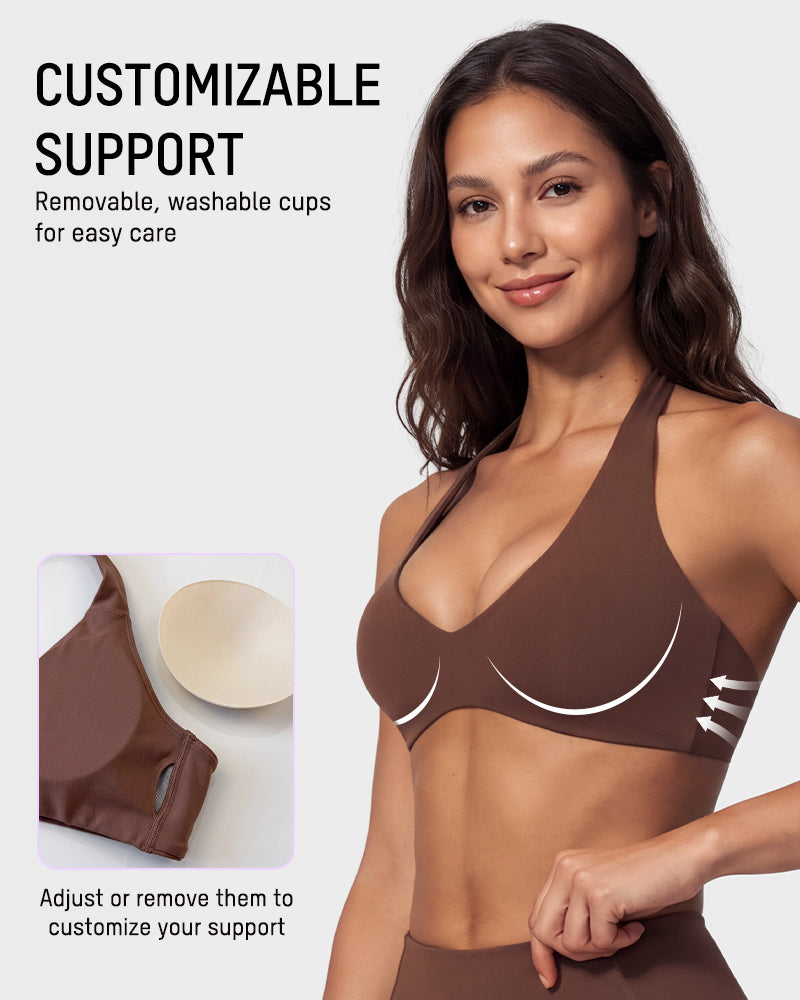 Halter Open-Back Low-Impact Sports Bra