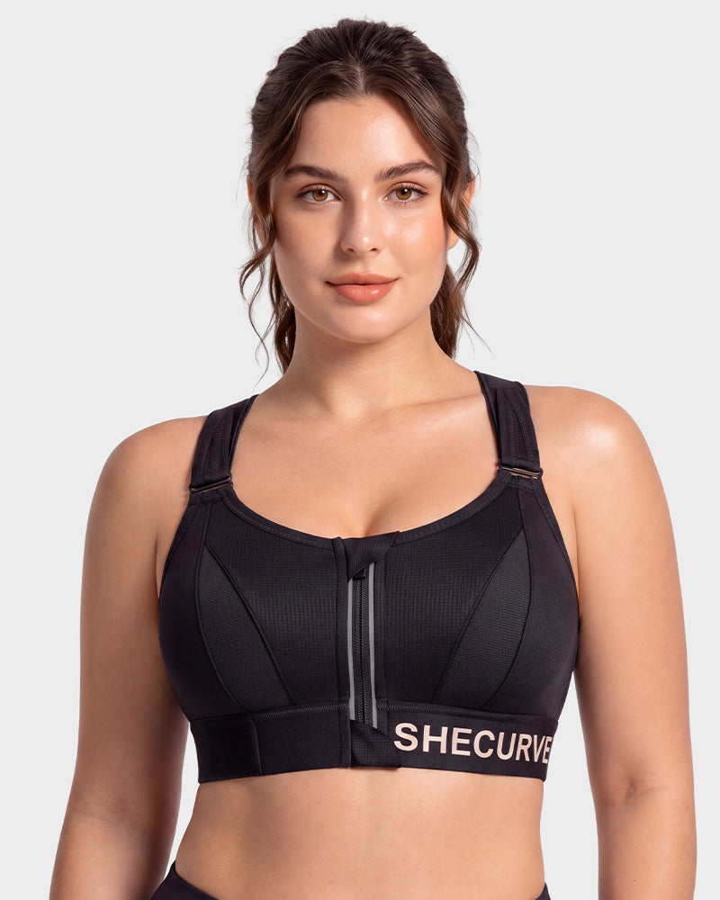 High-Impact Adjustable Zip-Front Sports Bra