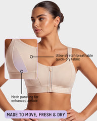 High-Impact Adjustable Zip-Front Sports Bra