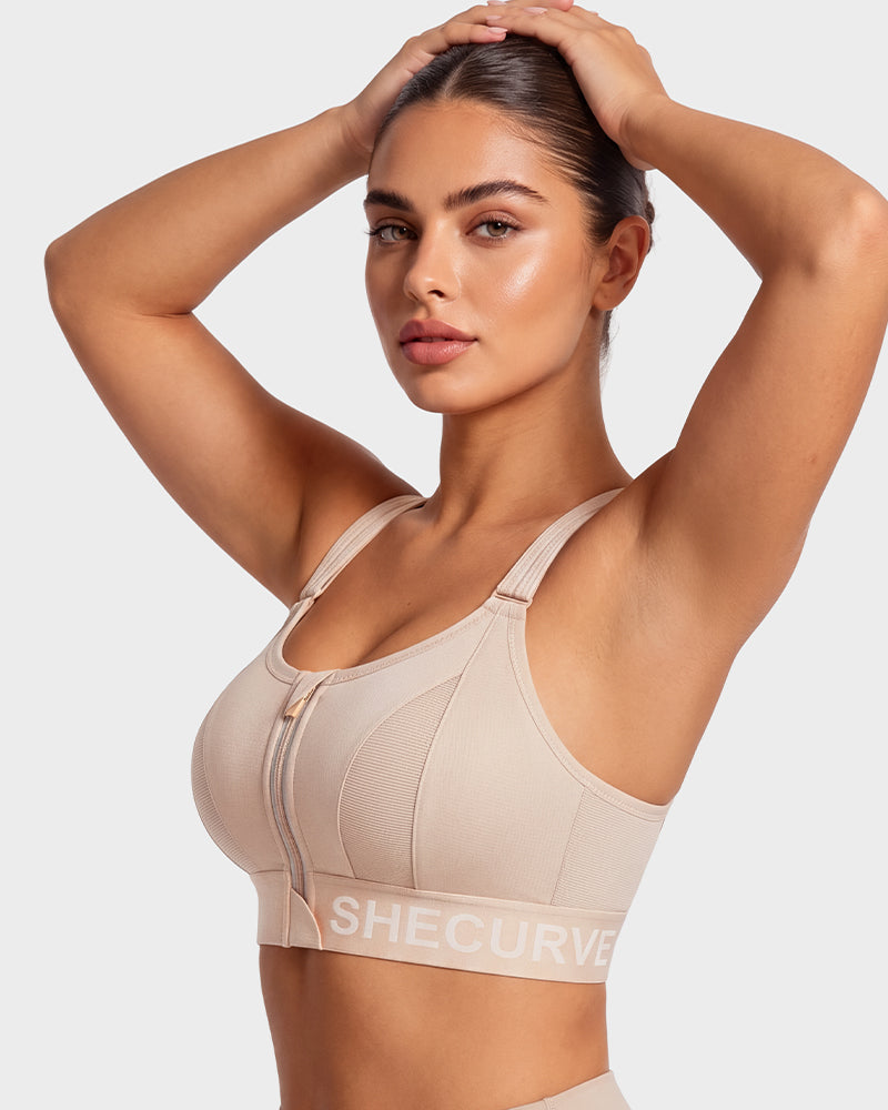 High-Impact Adjustable Zip-Front Sports Bra