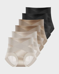 High-Waist Cross Compression Shaping Panties （6 Pack）