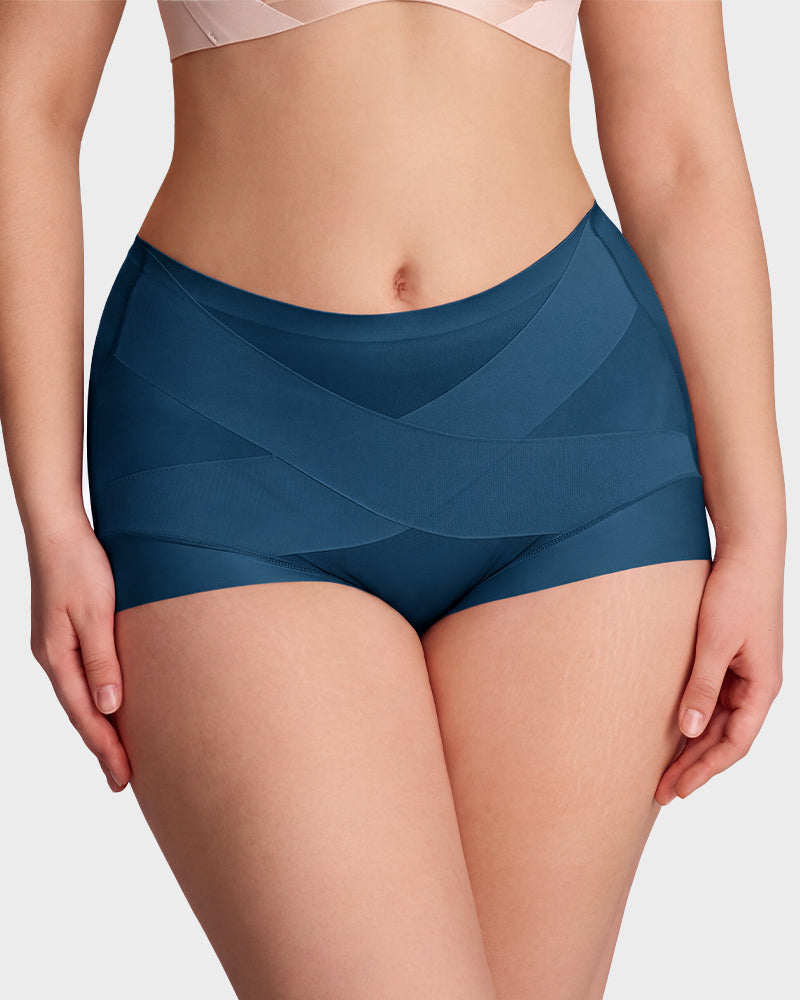 High-Waist Cross Compression Shaping Panties （6 Pack）
