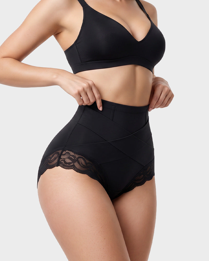 High-Waisted Crisscross Tummy-Control Butt-Lift Briefs(3 Pack)