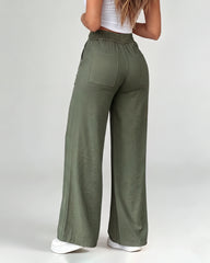 High-Waisted Drawstring Wide-Leg Pants