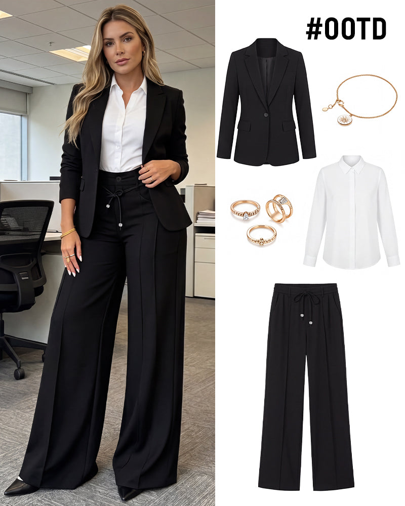 High-Waisted Drawstring Wide-Leg Pants