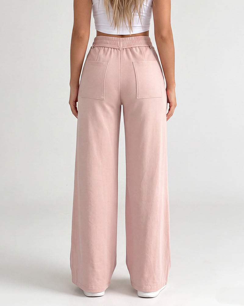 High-Waisted Drawstring Wide-Leg Pants