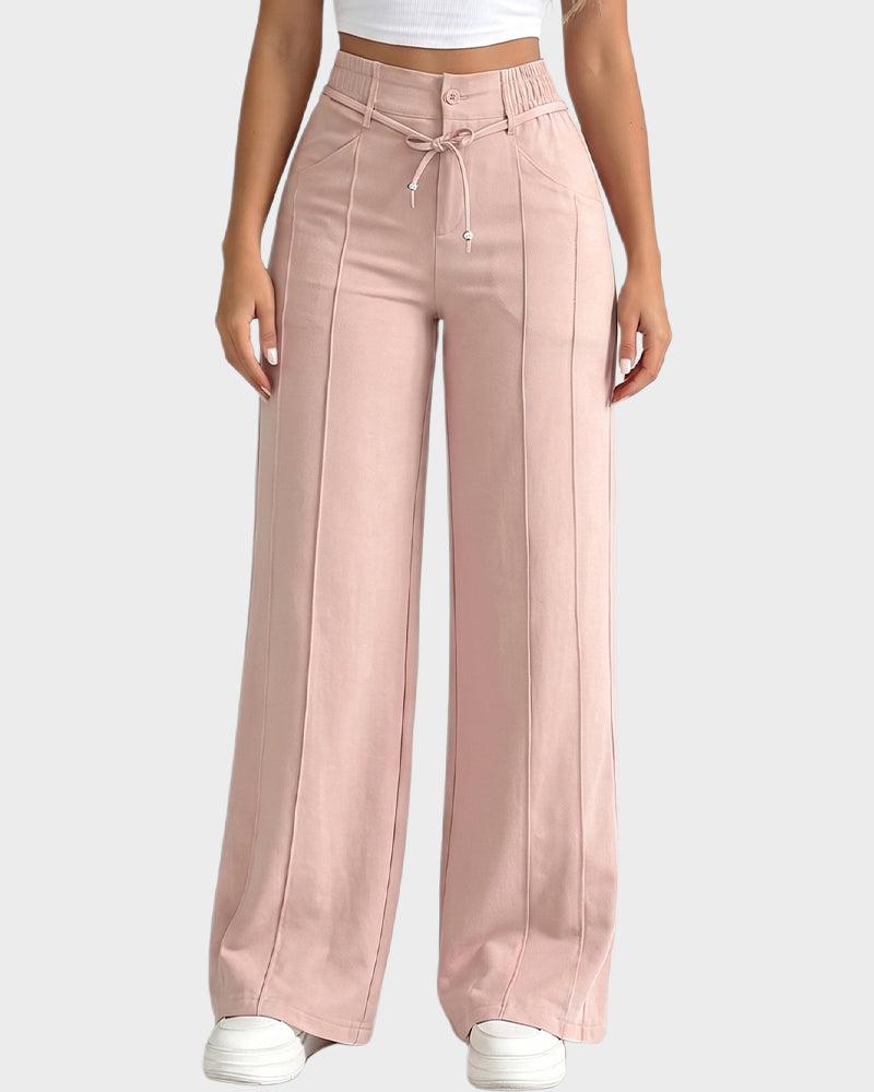 High-Waisted Drawstring Wide-Leg Pants