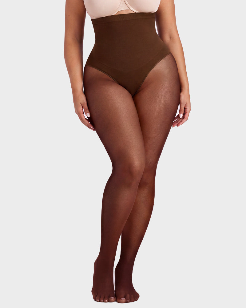 High-Waisted Floral Lace Shaping Tights