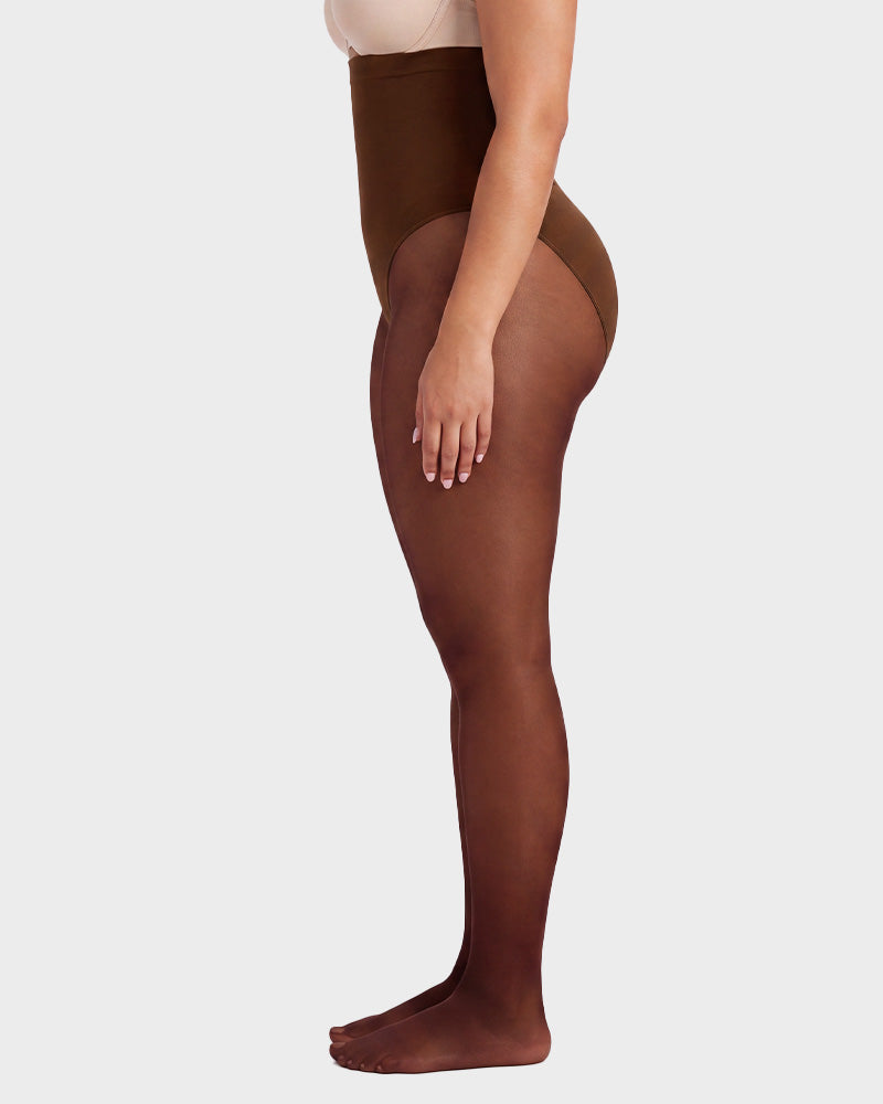 High-Waisted Floral Lace Fleece-Lined Sheer Tights