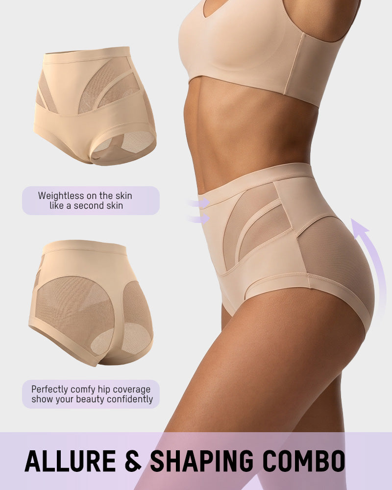 High-Waisted Mesh-Panel Full-Coverage Briefs (6-Pack)