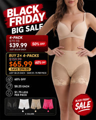 High-Waisted Stay-Put Lace Mesh Boyshorts (4-Pack)