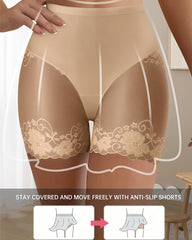 High-Waisted Stay-Put Lace Mesh Boyshorts (4-Pack)