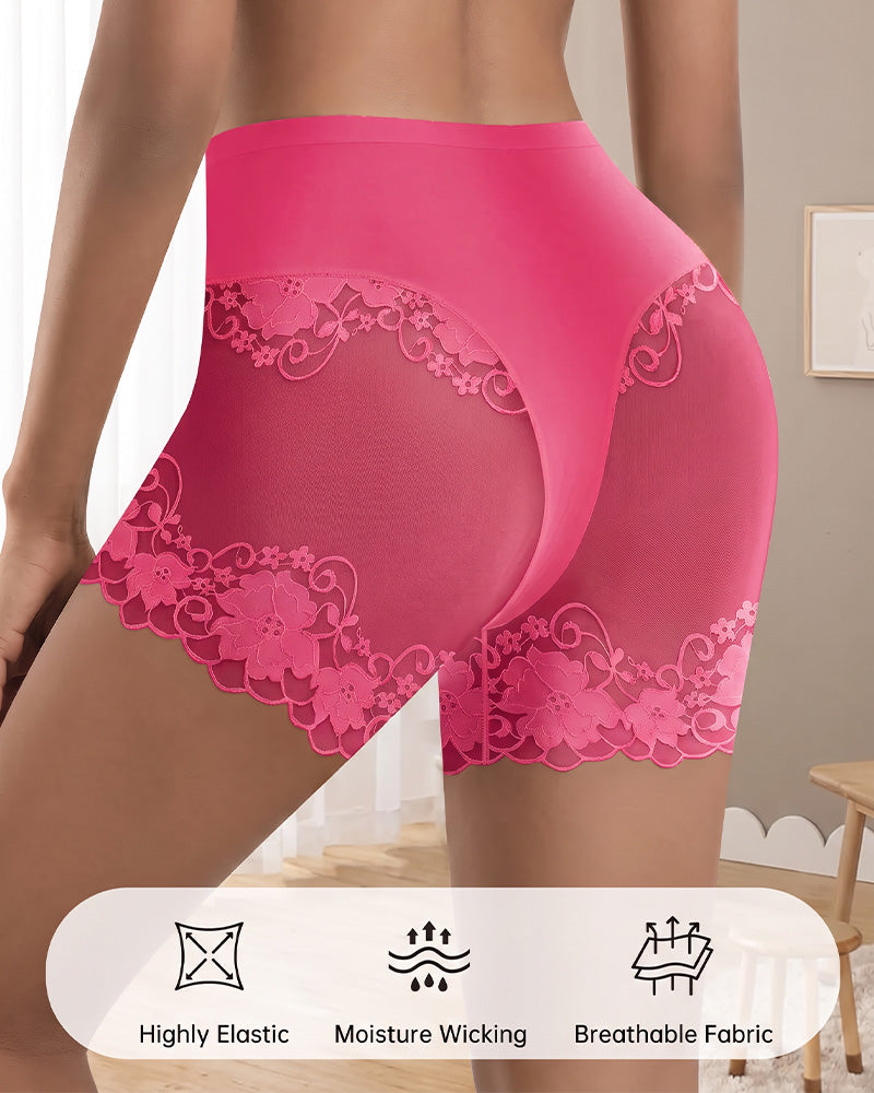 High-Waisted Stay-Put Lace Mesh Boyshorts (4-Pack)