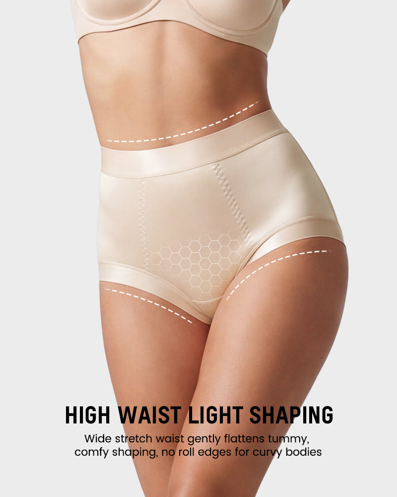 High Waist Satin Tummy Control Panties（5 pack）