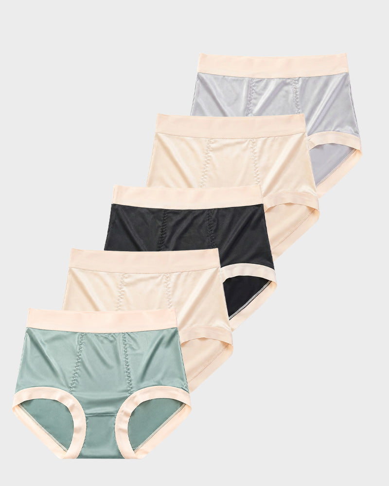High Waist Satin Tummy Control Panties（5 pack）