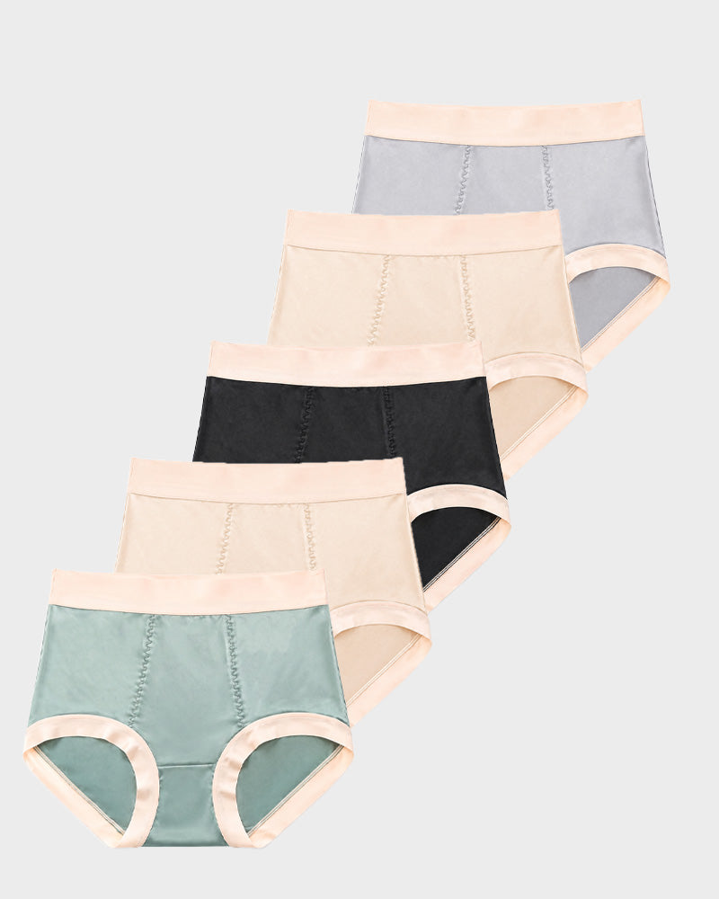 High Waist Satin Tummy Control Panties（5 pack）