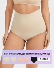 High Waist Seamless Tummy Control Panties (5 Pack)