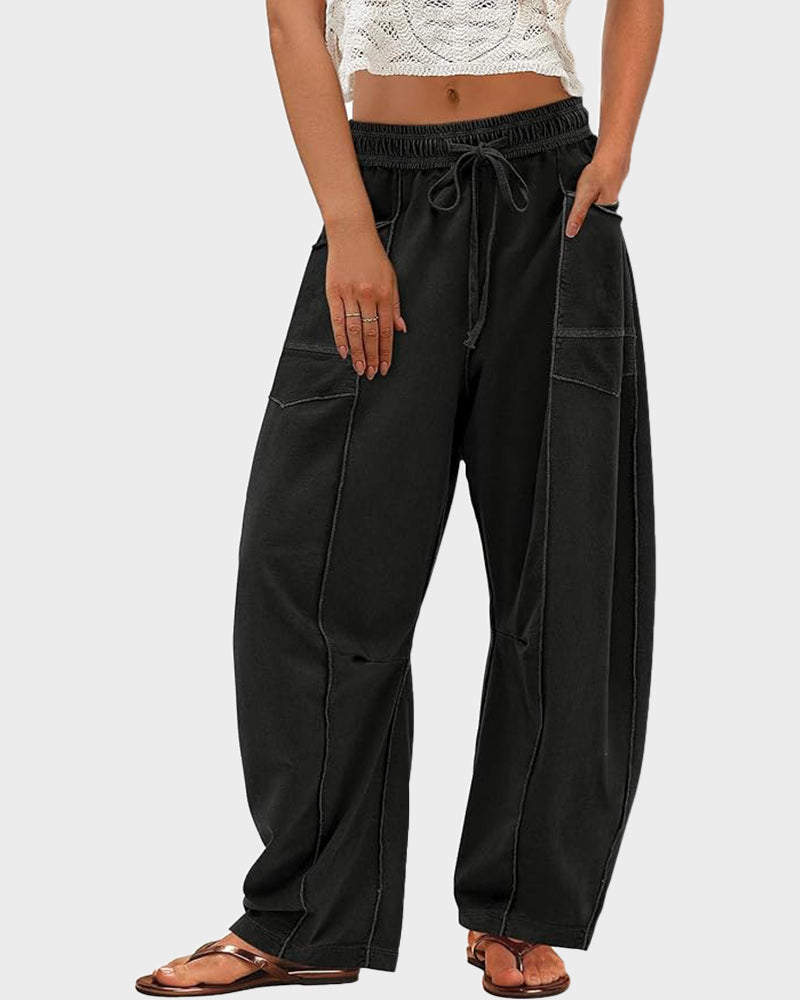 Hip Hop Patchwork Baggy Wide Leg Pants with Pockets