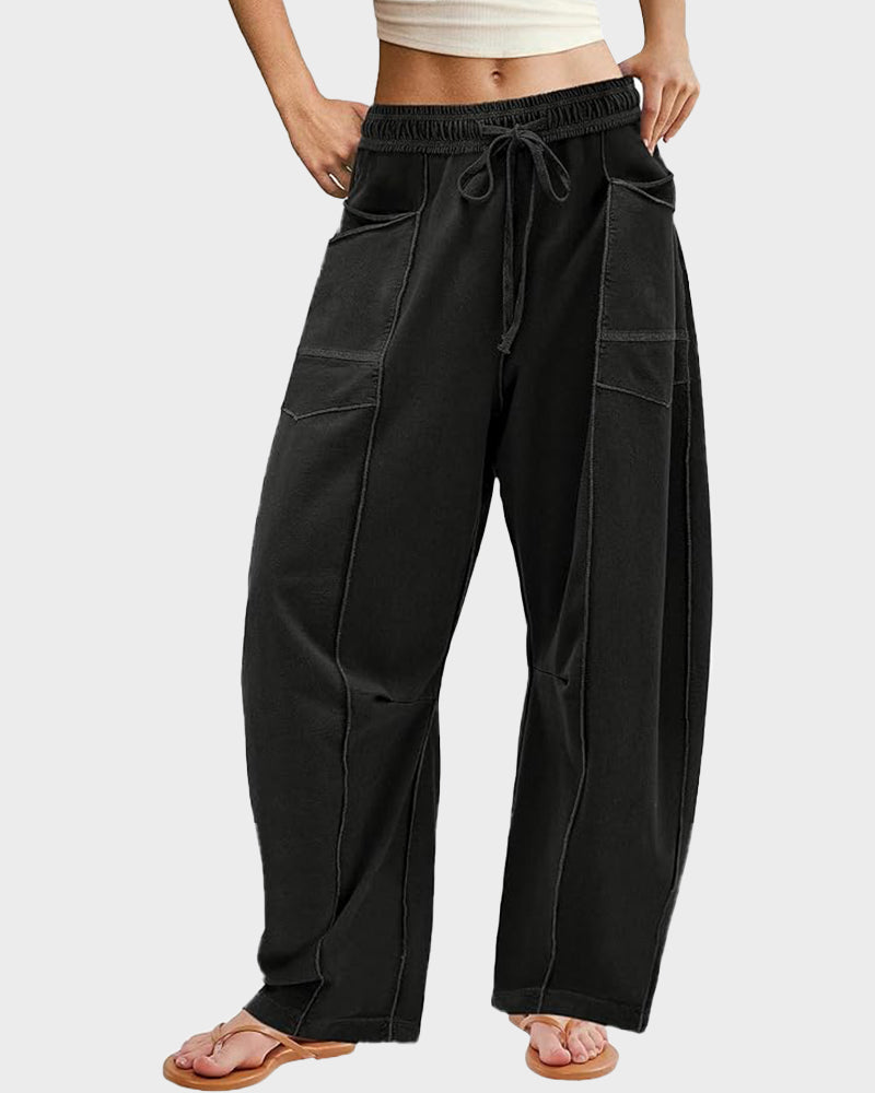 Hip Hop Patchwork Baggy Wide Leg Pants with Pockets