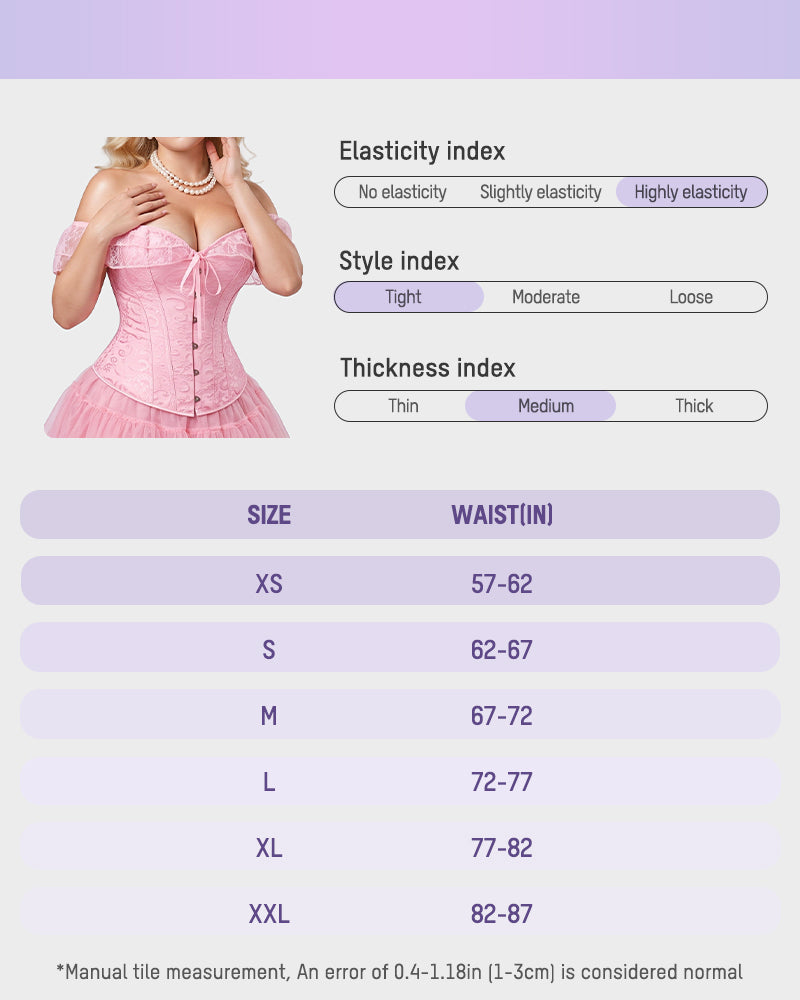 Lace Off-Shoulder Jacquard Front-Hook Corset