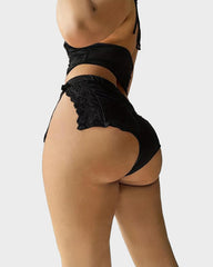 Lace Trim Satin Pajama Cami & Split Shorts Set