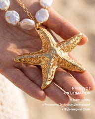 Layered Pearl & Starfish Statement Necklace