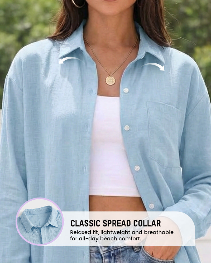 Lightweight Cotton Gauze Beach Cover-Up Shirt