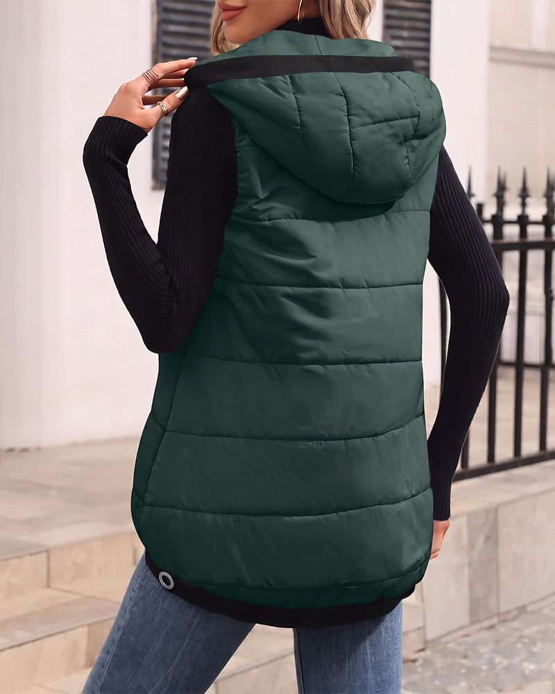 Lightweight Hooded Quilted Longline Vest