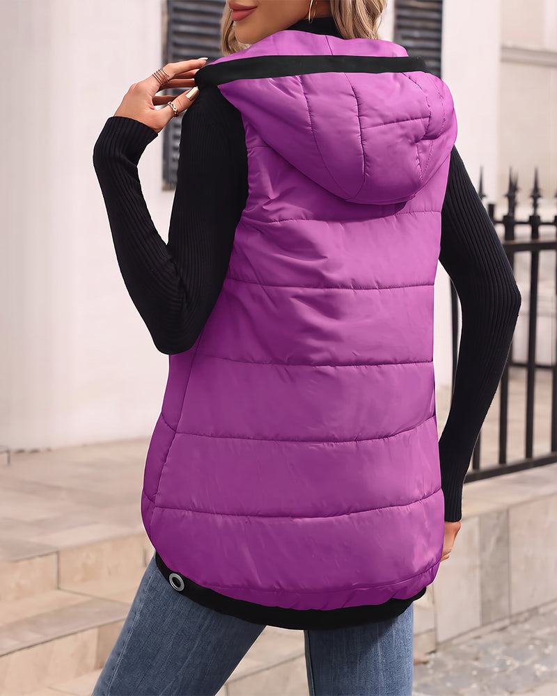 Lightweight Hooded Quilted Longline Vest