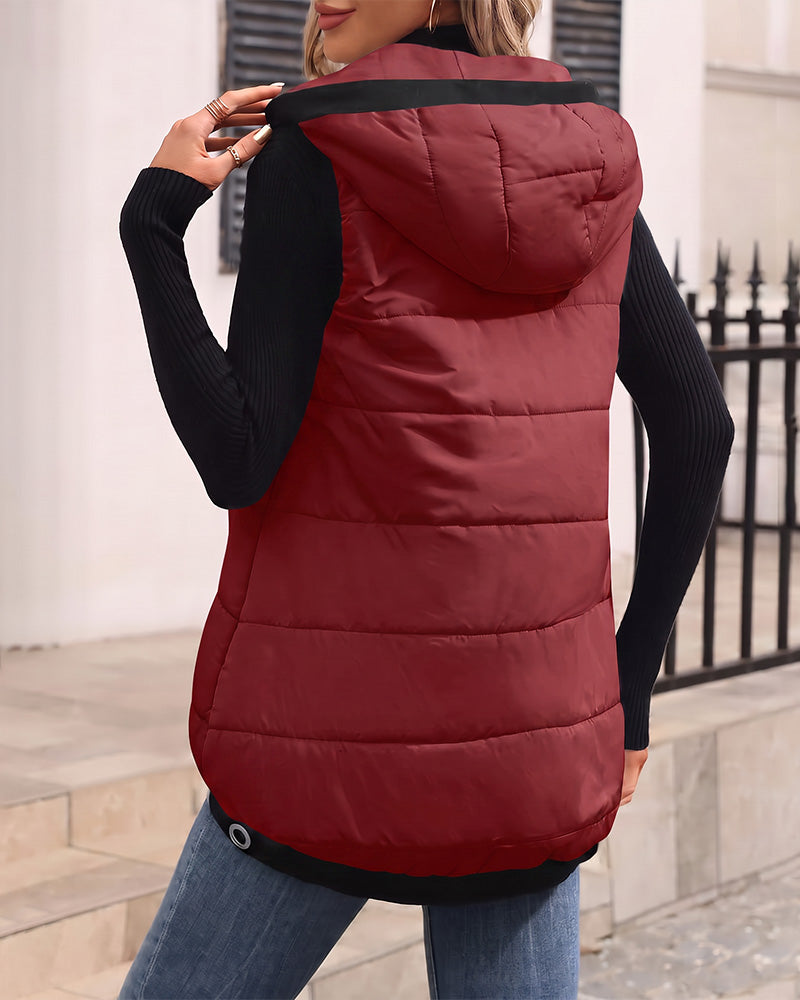 Lightweight Hooded Quilted Longline Vest