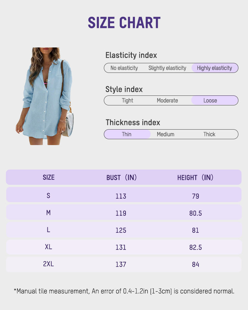 Lightweight Cotton Gauze Beach Cover-Up Shirt