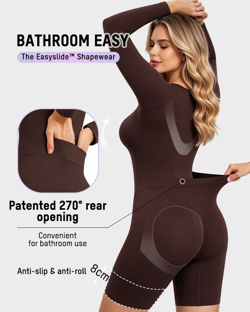 Long-Sleeve Seamless Sculpting Short Bodysuit