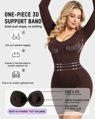 Long-Sleeve Seamless Sculpting Short Bodysuit