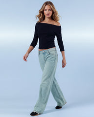 Low-Rise Baggy Jeans in Light Blue Wash
