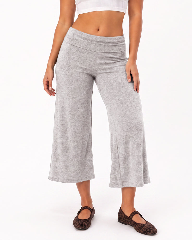 Low-Rise Foldover-Waist Gaucho Pants