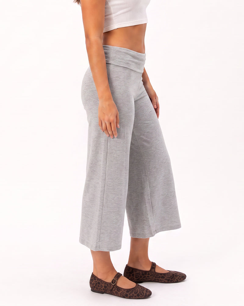 Low-Rise Foldover-Waist Gaucho Pants