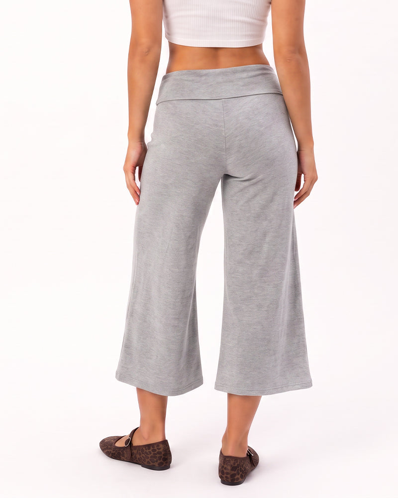 Low-Rise Foldover-Waist Gaucho Pants