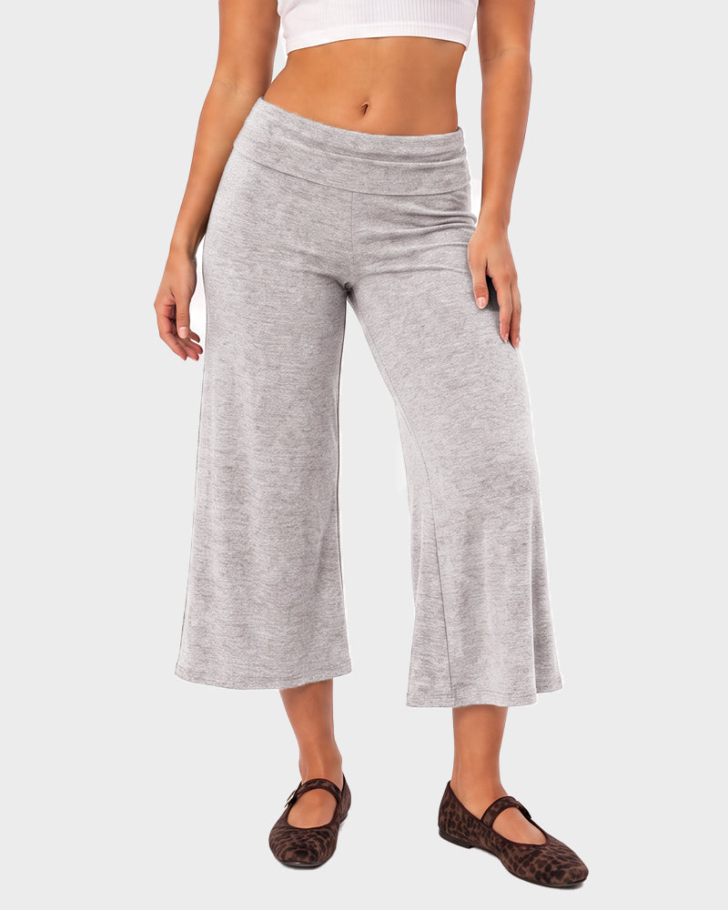 Low-Rise Foldover-Waist Gaucho Pants