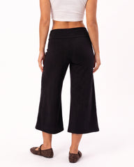 Low-Rise Foldover-Waist Gaucho Pants