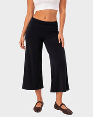 Low-Rise Foldover-Waist Gaucho Pants
