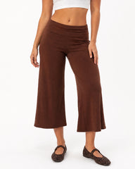 Low-Rise Foldover-Waist Gaucho Pants