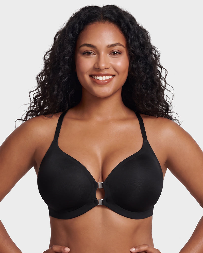 Magnetic Front-Closure Lace Racerback Bra