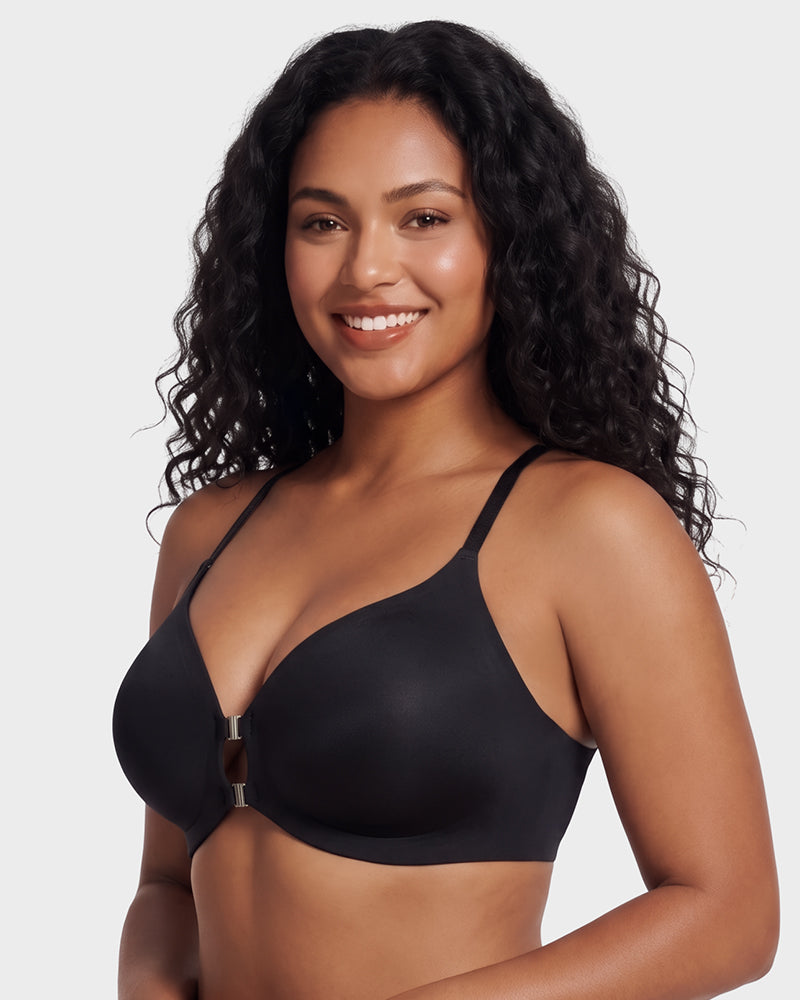 Magnetic Front-Closure Lace Racerback Bra