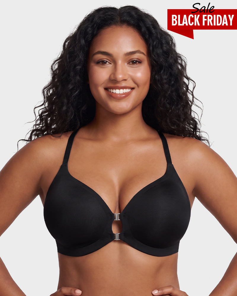 Magnetic Front-Closure Lace Cross-Back Bra
